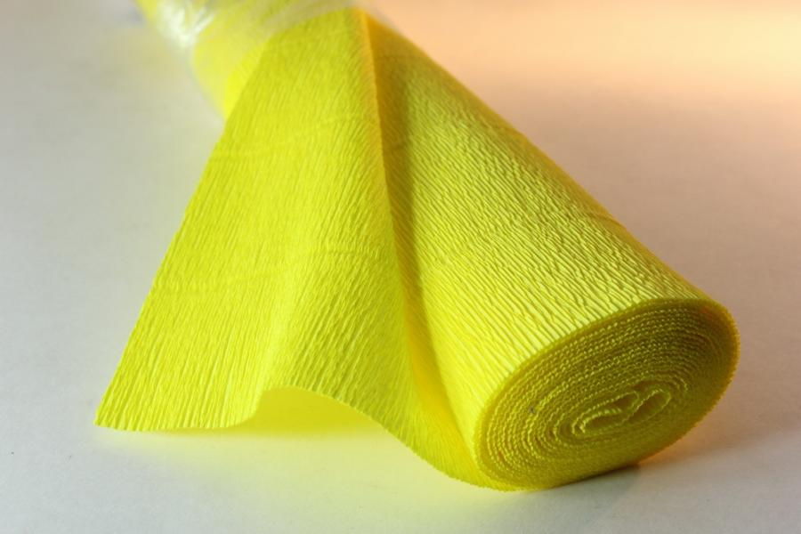 Креп-бумага в рулоне ярко желтая (лимонный),  50 смх1.25 м, Италия, 975 в магазине Арт-Леди
