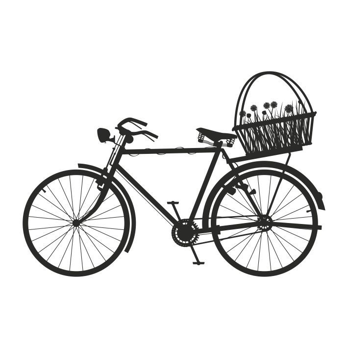 Прозрачный штамп  "Велосипед с корзиной цветов", 5,2 х 3,6 см, ПШ-ф30043 в магазине Арт-Леди