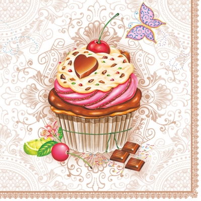 Салфетка для декупажа "Cupcake grey" 25*25 см, CLOG-023402 в магазине Арт-Леди