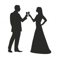 Прозрачный штамп "Жених и невеста с бокалами", 6,7 х 5,9 см, ПШ-св007 в магазине Арт-Леди