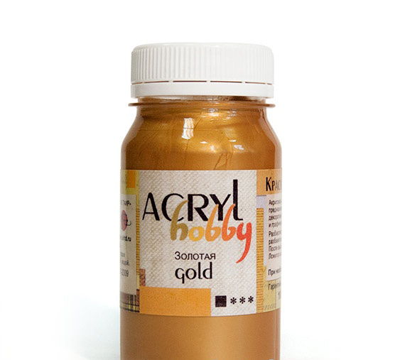 Акриловая краска Золото "Акрил-Хобби", 100 мл, T0301122 в магазине Арт-Леди