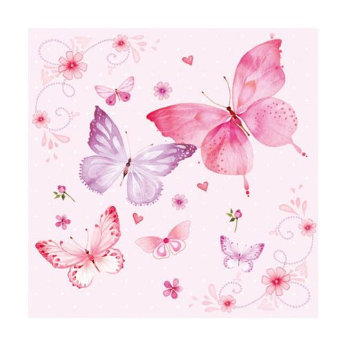 Салфетка для декупажа "Gentle butterflies rosa" 33*33 см, SDL390013 в магазине Арт-Леди