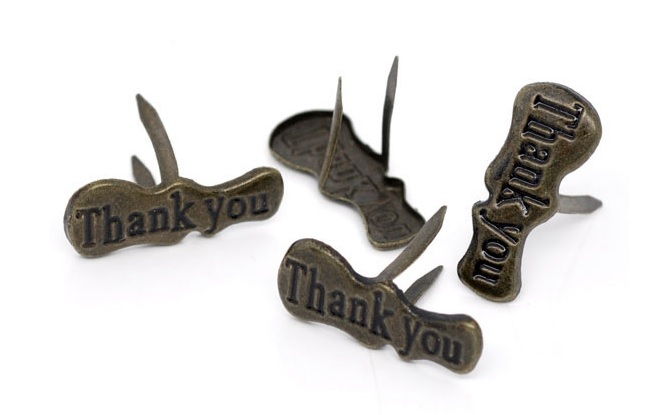 Брадс "Thank You", бронза,1 шт, 23x15mm. B10175 в магазине Арт-Леди