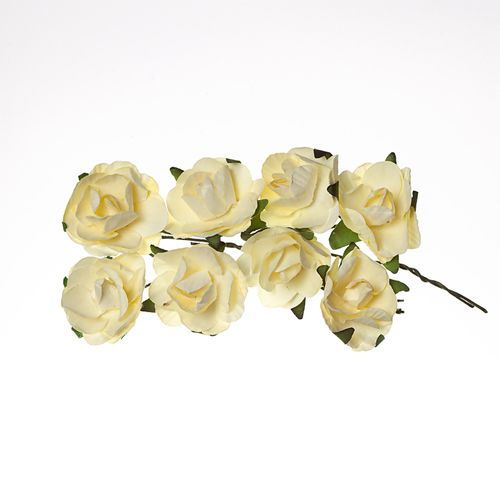 Розы из бумаги КРЕМОВЫЕ, 8 шт, 2.5 см, SCB280502 в магазине Арт-Леди