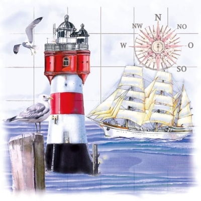 Салфетка для декупажа 33*33 см, Lighthouse & Compass, 1 шт. 370560 в магазине Арт-Леди