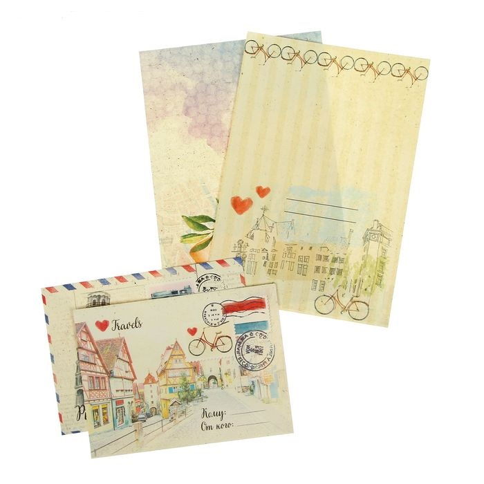 Набор декоративных конвертов с листами для записей "Люблю путешествовать"2шт.12 х 17,5 см 1220672 в магазине Арт-Леди