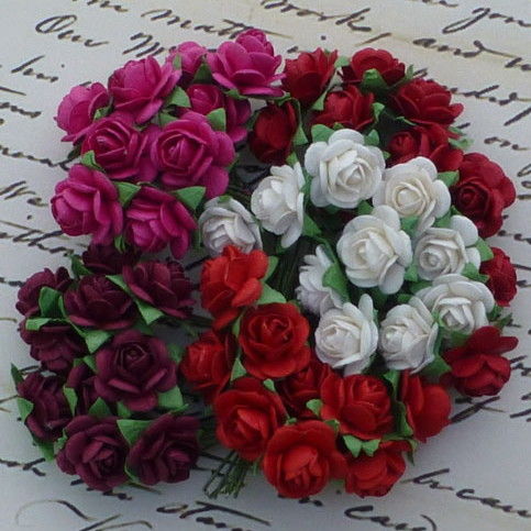 Розы микс 10 мм красные/бел./фуксия  (в уп. 50 шт.) SAA-253 в магазине Арт-Леди