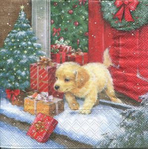 Салфетка для декупажа 33 х 33 "новогодний щенок", 33304280 в магазине Арт-Леди