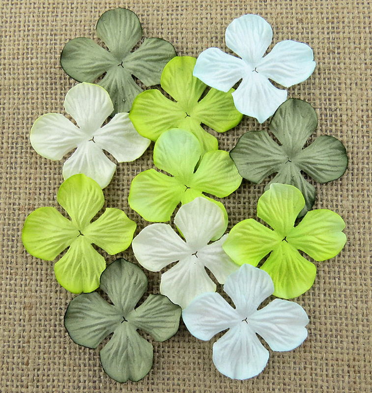 Цветы гортензии 35 мм микс зелен. тона (10 шт) SAA-391.2 в магазине Арт-Леди
