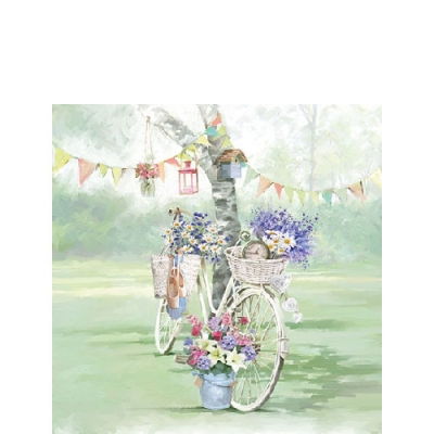 Салфетка для декупажа 25*25 см, "Велосипед в цветах у дерева",1 шт, 12510240 в магазине Арт-Леди