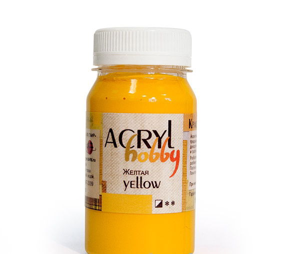 Акриловая краска Желтая, "Акрил-Хобби", 100 мл, T0301013 в магазине Арт-Леди