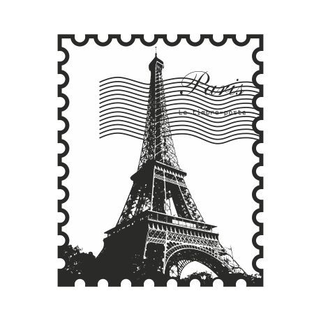 Прозрачный штамп "Марка Париж", 3 х 2,5 см, ПШ-пс003 в магазине Арт-Леди
