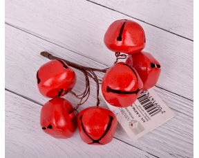 Бубенчики красные, 5 шт, D1.5*H9см KFS6-967A в магазине Арт-Леди