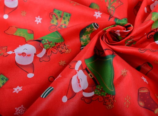 Отрез ткани 50*40см Дед Мороз в санках на красном, хлопок 100 %, TO-0119 в магазине Арт-Леди