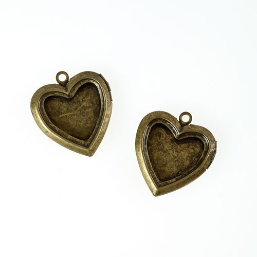 Медальоны в форме сердечка, состаренныя медь, 2 шт., SCB25015021 в магазине Арт-Леди