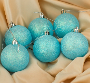 Набор шаров пластик d-6 см, 6 шт "Блеск" голубой, 3276637 в магазине Арт-Леди