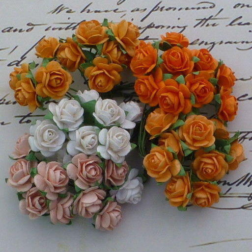 Розы микс 10 мм оранж./желт./бел ( в уп. 50 шт.) SAA-260 в магазине Арт-Леди