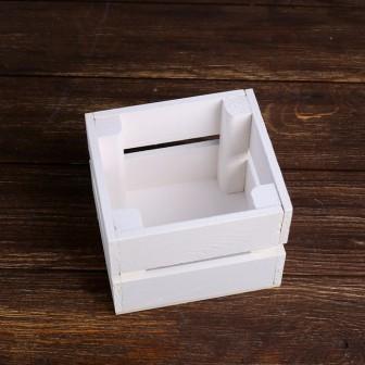 Ящик-кашпо "Двушка", средний, белый, 11х12х9 см, 4473970 в магазине Арт-Леди