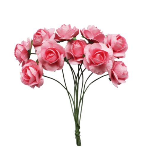 Букетик роз, 10 шт, диам 2см, н-розовый, SCB501103 в магазине Арт-Леди