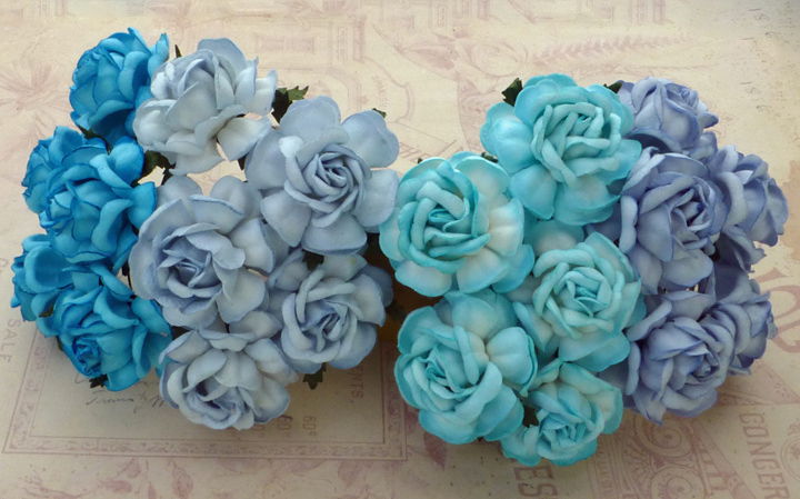 Розы чайные 40 мм голубые тона  5 шт/уп.  SAA-073 в магазине Арт-Леди