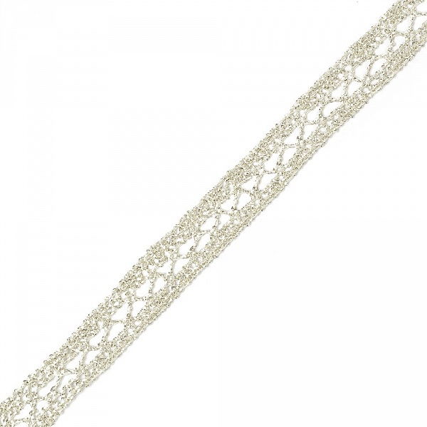 Тесьма кружевная вязанная серебро, 15 мм, 1м, A1176.02 в магазине Арт-Леди