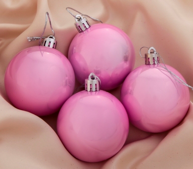Набор шаров пластик d-6 см, 4 шт "Глянец" розовый 1009318 в магазине Арт-Леди