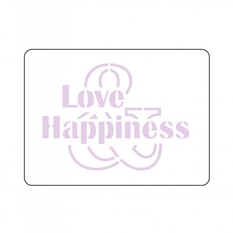 Трафарет многоразовый надпись Love Happiness, размер 90*65 мм, ALt-016 в магазине Арт-Леди