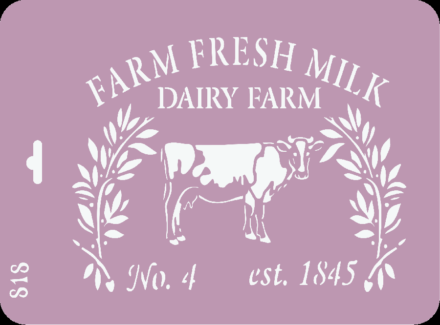 Трафарет на клеевой основе, Farm fresh milk, 25х18.5 см в магазине Арт-Леди