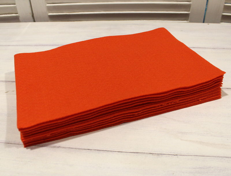 Фетр, размер 20х30, 1 мм, 100% полиэстер оранжевый, 1 шт, FLT-S1-628 в магазине Арт-Леди