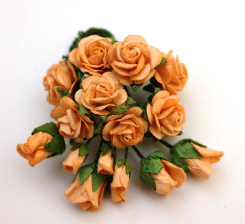 Розы и бутоны букеты по 16 цветков 10мм и 15мм по 4 цветка  желто-оранж., SCB40100908 в магазине Арт-Леди