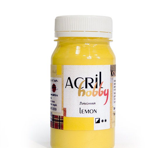 Акриловая краска Лимонный, "Акрил-Хобби", 100 мл, T0301011 в магазине Арт-Леди