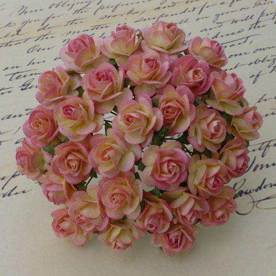 Розы 10 мм цвет шампанское/розовый 10 шт/уп. SAA-029.1 в магазине Арт-Леди