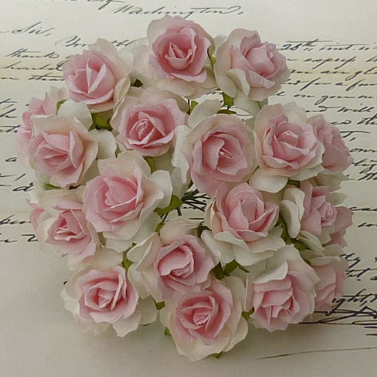Розы 30 мм белые с розовым центром 5 шт/уп., SAA-223 в магазине Арт-Леди