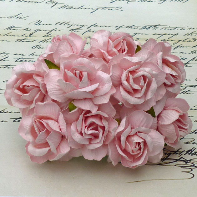 Розы 40 мм кудрявые, нежно-розовые 5 шт/уп., SAA-203 в магазине Арт-Леди