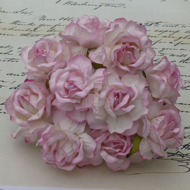 Розы 40 мм кудрявые, розово-белые, 5 шт./уп.,SAA-209 в магазине Арт-Леди