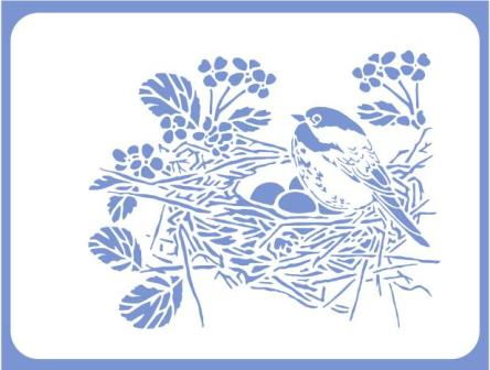 Трафарет многоразовый "Птичка в гнезде", 15*19см, Э-680 в магазине Арт-Леди