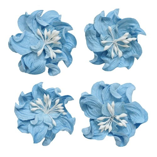 Цветы кудрявой фиалки, набор 2 шт- диам 4см, 2 шт - диам 3,5см, небесно-голубые, SCB291001 в магазине Арт-Леди