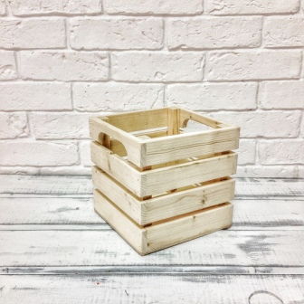 Ящик деревянный реечный с ручками, 20*20*19см,Zdo-301  в магазине Арт-Леди