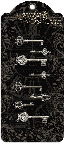 Набор украшений металлические ключи 8 шт Шебби-шик, Graphic45, 4500839 в магазине Арт-Леди