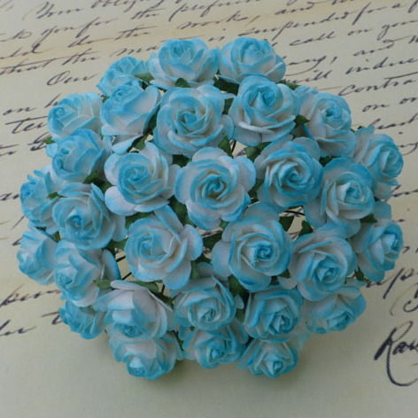 Розы 20 мм двухцветн. св.-бирюзовые/бирюз., 5 шт/уп., SAA-042.3 в магазине Арт-Леди