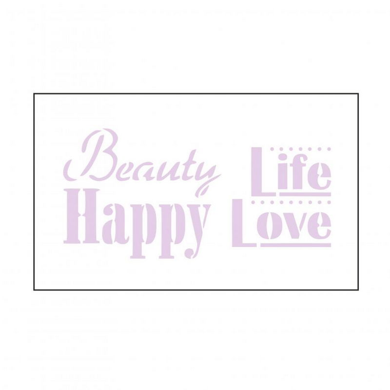 Трафарет многоразовый надписи Beauty Happy .., размер 120*40 мм, ALt-020 в магазине Арт-Леди