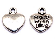 Подвеска "Made with love" серебристая,12 х 12 мм, П230 в магазине Арт-Леди