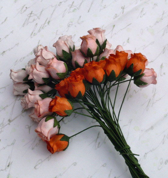 Бутоны роз оранж/персик. тона 10 мм, 10 шт./уп. SAA-089 в магазине Арт-Леди