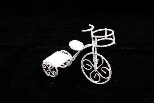 Металлический мини велосипед с корзинкой белый 11*4,5*9см SCB271026 в магазине Арт-Леди
