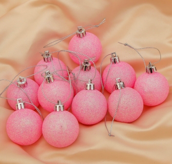 Набор шаров пластик d-4 см, 12 шт "Перелив" розовый, 1023307 в магазине Арт-Леди