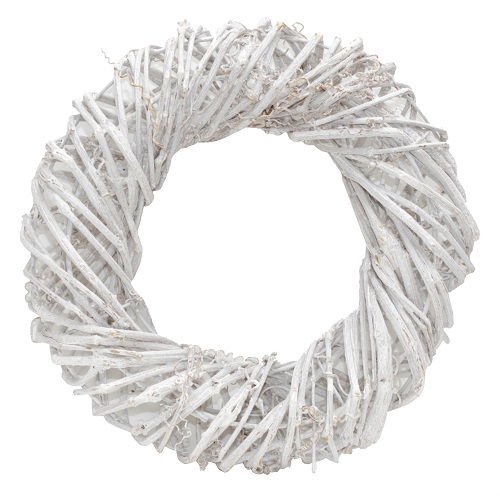 Декоративный венок круглый, ротанг 25см, белое, плотное плетение, SCB370206 в магазине Арт-Леди