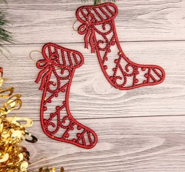 Украшение ёлочное "Рождественский носок" (набор 2 шт) 8*12 см 2372184 в магазине Арт-Леди