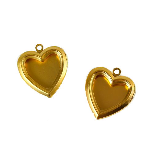 Медальоны в форме сердечка, матовое золото, 2 шт., SCB25015023 в магазине Арт-Леди