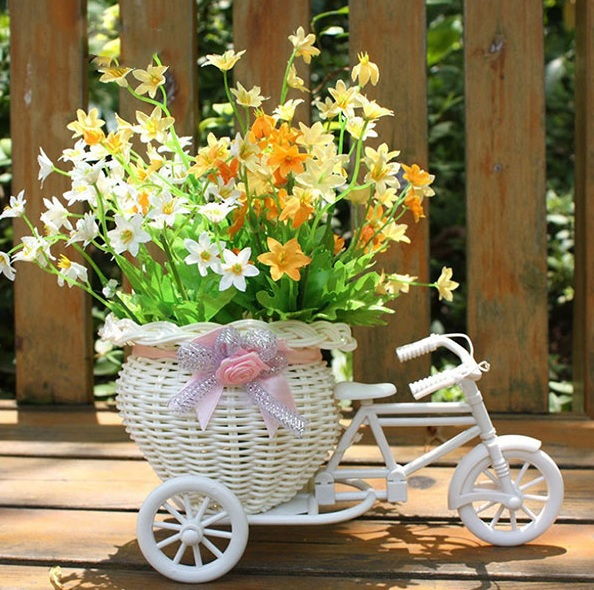 Кашпо цветочное Трехколесный велосипед, белый. 35464 в магазине Арт-Леди