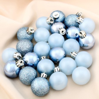 Набор шаров пластик d-3 см 24 шт "Камея" глянец голубой 4196403 в магазине Арт-Леди